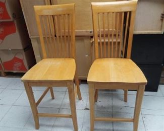 Two Wood Counterheight Maple Color Chairs