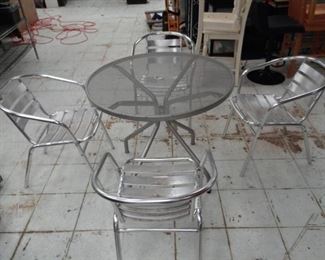 Silver Metal Table and Chairs
