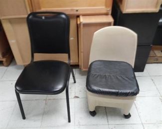 Metal and Plastic Vinyl Covered Task Chairs