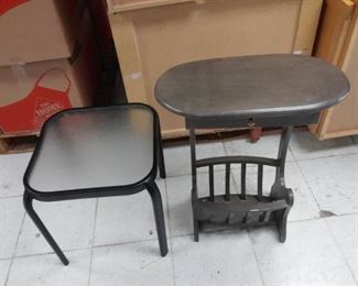 Single Drawer Magazine Rack Table and Glass Top Metal Outdoor Table