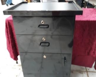 Two Drawer/One Door Freestanding Cabinet w/ Raised Edge Top