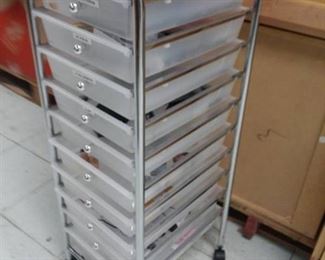 Nine Drawer Rolling Metal Stand