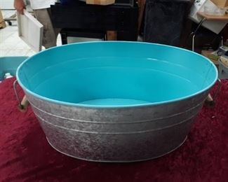 Galvanized Tub w/ Turquoise Painted inside