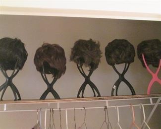 A Variety of Wigs; Short Cuts and Dark Colors