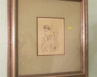  Lithograph of Nude Etching from Original by Renoir
