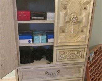 Armoire in Light Finish with Carved Details