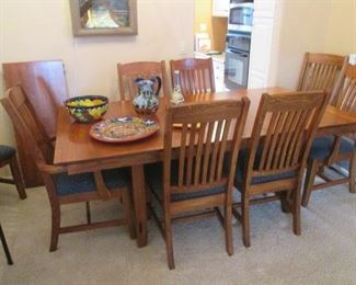 Mission-Style Dining Room Table/6-Chairs and                    2-18" Leaves, 60" X 42"