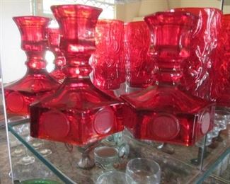 Fostoria Ruby Red Coin Glassware