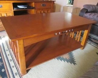 Mission-Style Coffee Table with Shelf, 48" X 28"