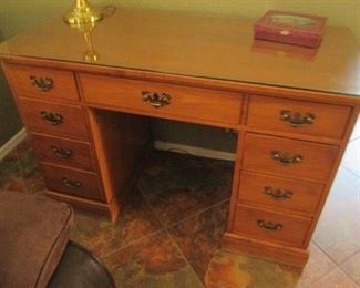 Heywood Wakefield Knee-Hold Desk with Glass Top,    46" X 22"