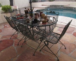 Overview of Patio.  Oval Table/6-Chairs, 64" X 38"