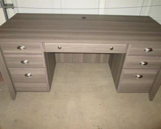 Knee-Hole Desk, 65" X 30", Barn Wood-Style,            LIKE-NEW!