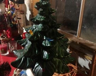 Vintage ceramic Christmas tree with plastic lights ( not seen but they are with tree)
