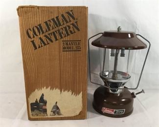 Vintage 1982, Brown Coleman Model 275 Double Mantle Lantern with Original Box https://ctbids.com/#!/description/share/236175