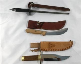 Bowie Knife, Skinning Knife & Diamond Sharpener (3Pcs) https://ctbids.com/#!/description/share/236182