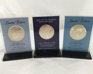 1969, 1971, & 1972 Sterling Silver, Limited Edition Space Exploration Coins by The Franklin Mint (3Pcs) https://ctbids.com/#!/description/share/236186