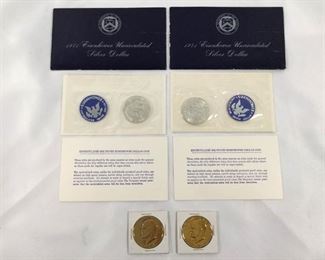 1971- Two Uncirculated Eisenhower Silver Dollars & 1972- Two Gold Plated Apollo Eisenhower Dollars  https://ctbids.com/#!/description/share/236187