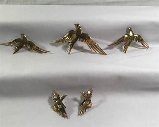 Sterling Bird Brooches & Earrings Vintage 5 Piece https://ctbids.com/#!/description/share/236294