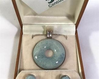 Blue Jade & Sterling Pendant Earrings & Necklace https://ctbids.com/#!/description/share/236302