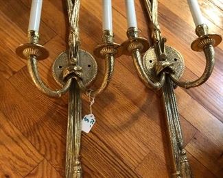 2-large brass sconces