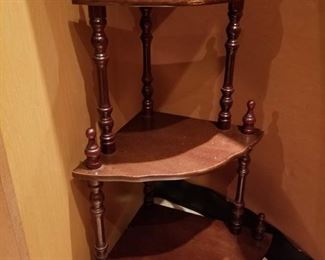 Wooden corner shelf about 30" tall