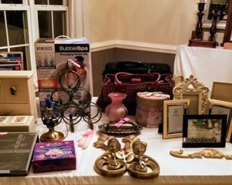Home decor, houseware, computer bags, picture frames, wine holder, HoMedic Bubble Spa, books, vases, etc. etc.