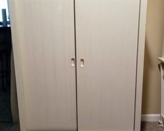 Complete White Bedroom Set. Twin Head and Footboard, Side Rails, Dresser with Mirror, Night Stand, Desk with Hutch and Armoire.