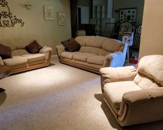 Very Comfortable, Tan Sofa, Love Seat and Chair.