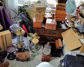 Many Cigar Boxes and Decorator Items