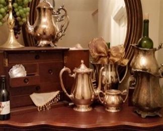 Silver Pitchers and 7 Drawer Jewelry Box