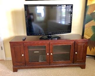 TWO Matching Media Consoles w/Glass Center Doors -$135 EACH - (60W 17D 26H)