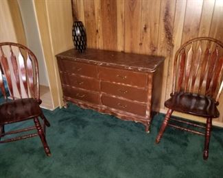 Dark Dresser & Chairs
