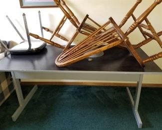 Desk and Wood Chairs