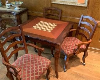 Convertible Game Table Chess/Checkers, Backgammon or Solid Surface - 4 Chairs