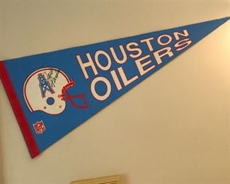 Houston Oilers Pennant Signed by Jack Pardee