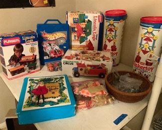 Barbie Clothes, Accessories, Case. Tinkertoys, Lincoln Logs