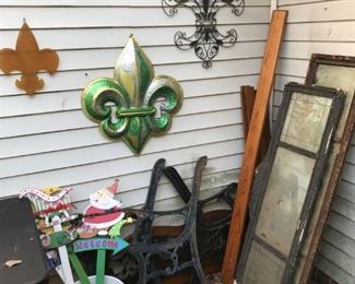 Christmas and New Orleans decor with bench pieces and mirrors