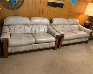 #24 sofa 57 inch long cream leather love seats 2@ 175 ea