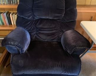 #26 chair blue vevet lazyboy recliner   $ 65.00