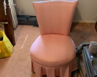 #32 chair pink armless chair with skirt   $ 30.00