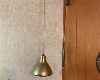 #61 lamp bronze mid century wall lamp that will adjust up and down   $65.00