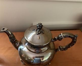 #62 Alpacca silver coffee & tea pot with sugar cream $125.00
