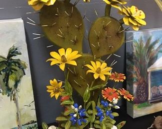 Charles Allen, Metal Flower Sculptures, signed