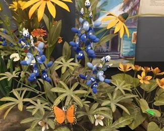 Charles Allen, Metal Flower Sculptures, signed