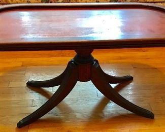 Duncan Phyfe style tray-top coffee table with claw feet