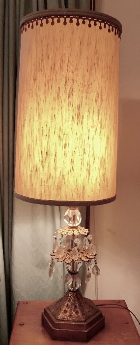 Vintage brass and crystal lamp (there are 2)