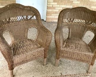 Weatherproof wicker arm chairs
