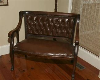 Antique leather bench