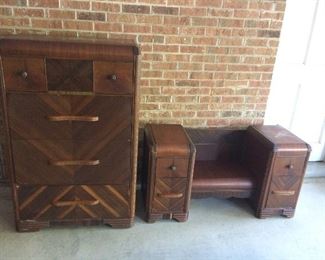 Beautiful Art Deco Waterfall Depression Bedroom Suite (Mirror is included) not shown here