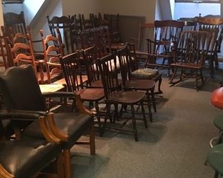 Antique rockers, and many chair styles